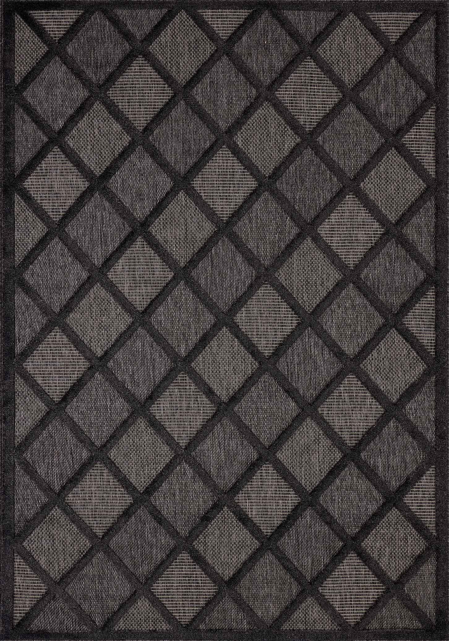 Alfombra Santorini 991 - Diseño Gráfico - Negro - Interior / Exterior