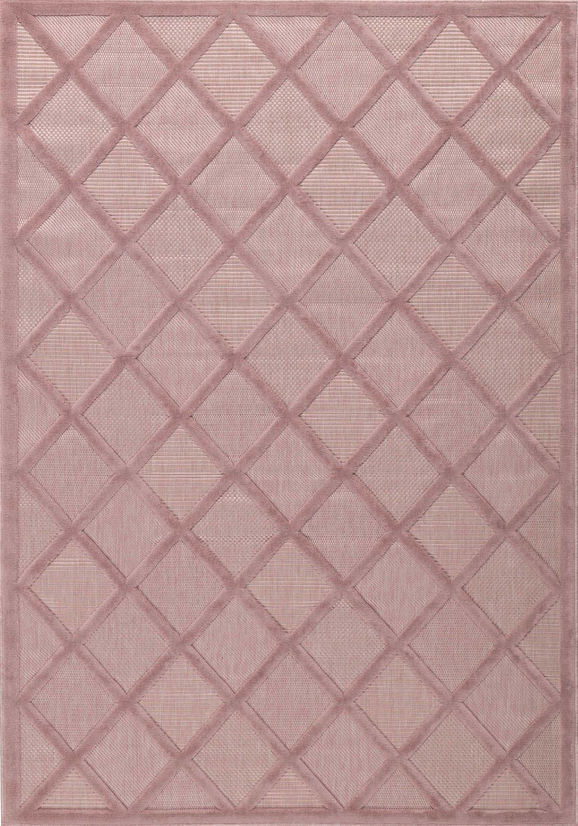 Alfombra Santorini 991 - Estampado gráfico - Rosa - Interior / Exterior