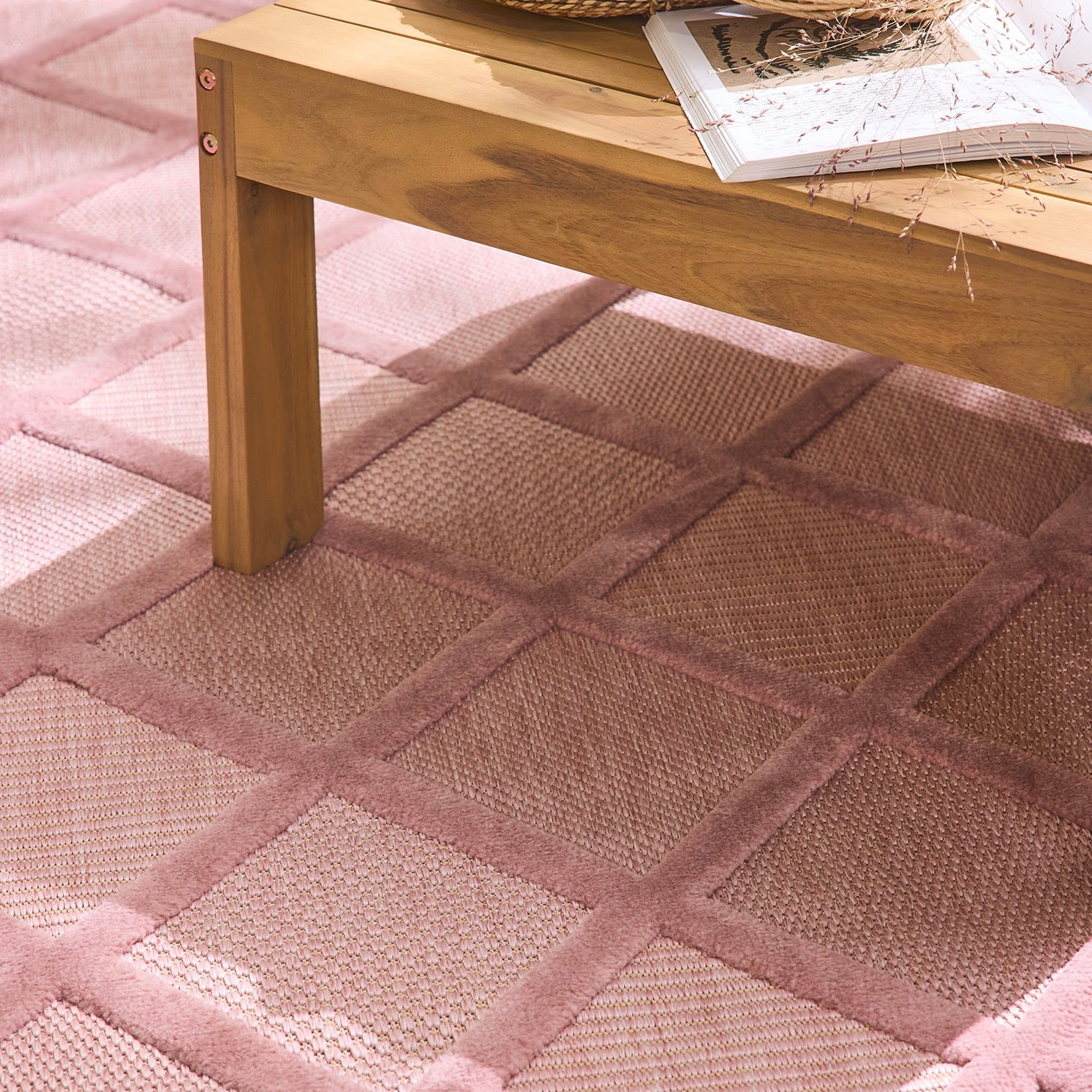 Alfombra Santorini 991 - Estampado gráfico - Rosa - Interior / Exterior