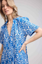 Robe Midi Manches Courtes - Bleu