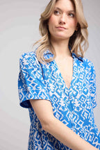 Robe Midi Manches Courtes - Bleu