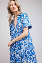 Robe Midi Manches Courtes - Bleu