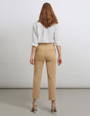 Reiko - Pantalon Basic Sandy Highwaist Cropped - Beige - Femme