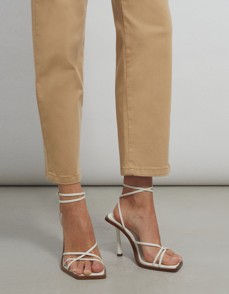 Reiko - Pantalon Basic Sandy Highwaist Cropped - Beige - Femme