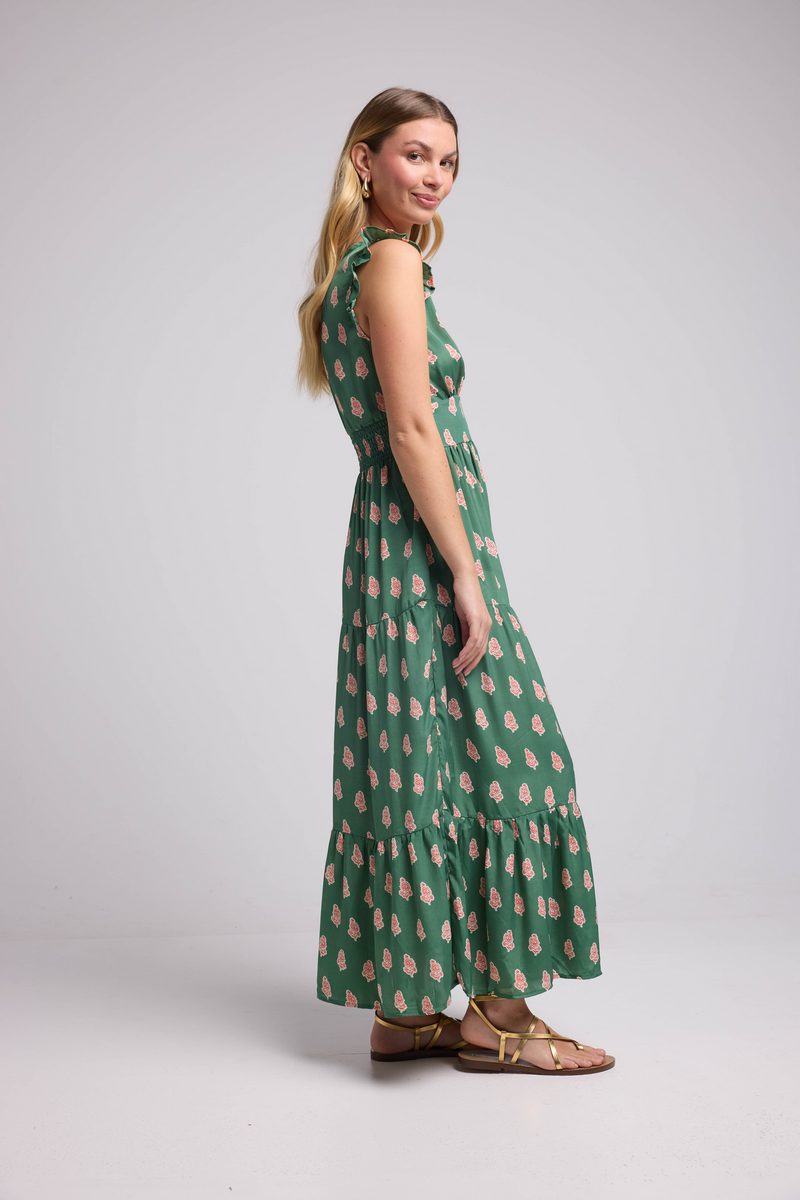Vestido largo sin mangas - Verde Naranja
