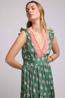 Vestido largo sin mangas - Verde Naranja