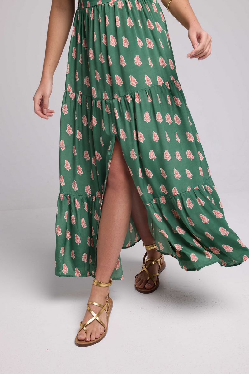 Vestido largo sin mangas - Verde Naranja