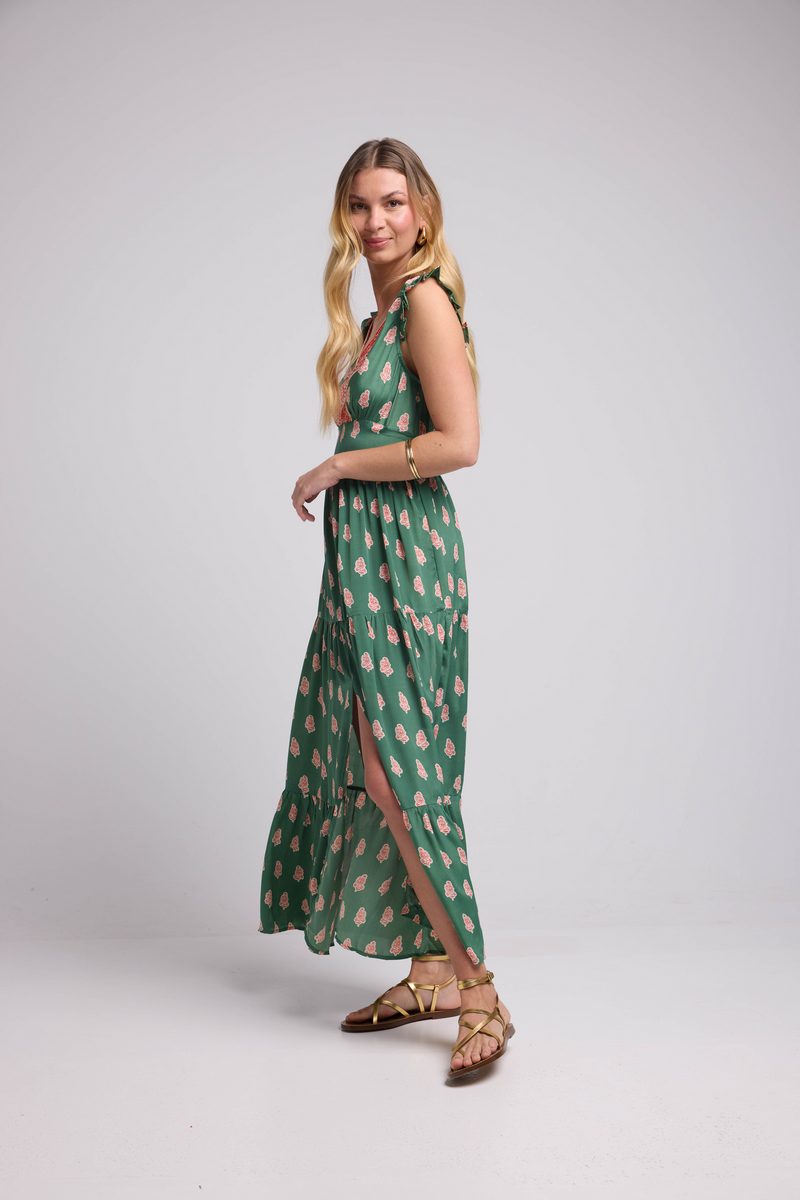 Vestido largo sin mangas - Verde Naranja