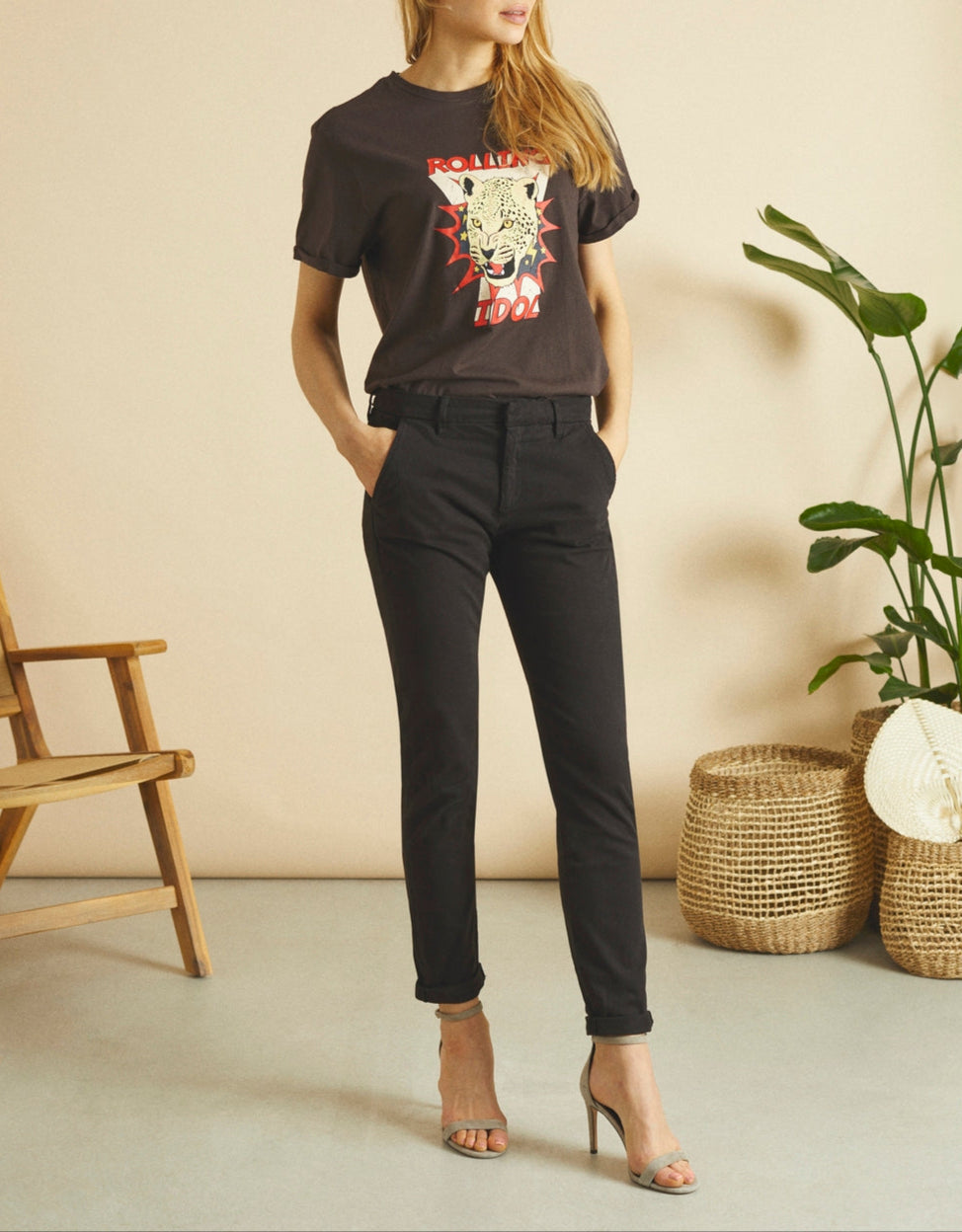 Sandy 2 Basic Chino Trousers - Black - Women