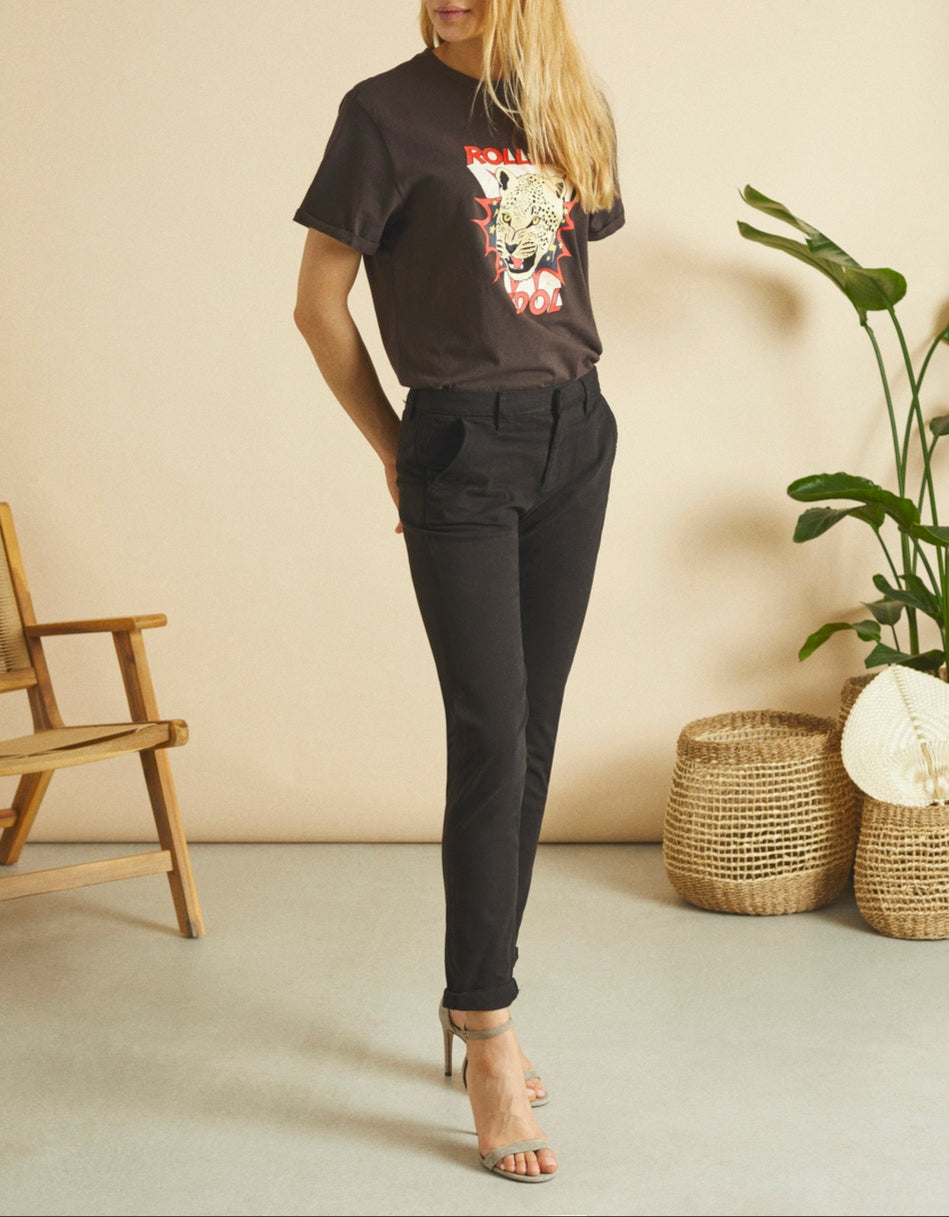 Sandy 2 Basic Chino Trousers - Black - Women