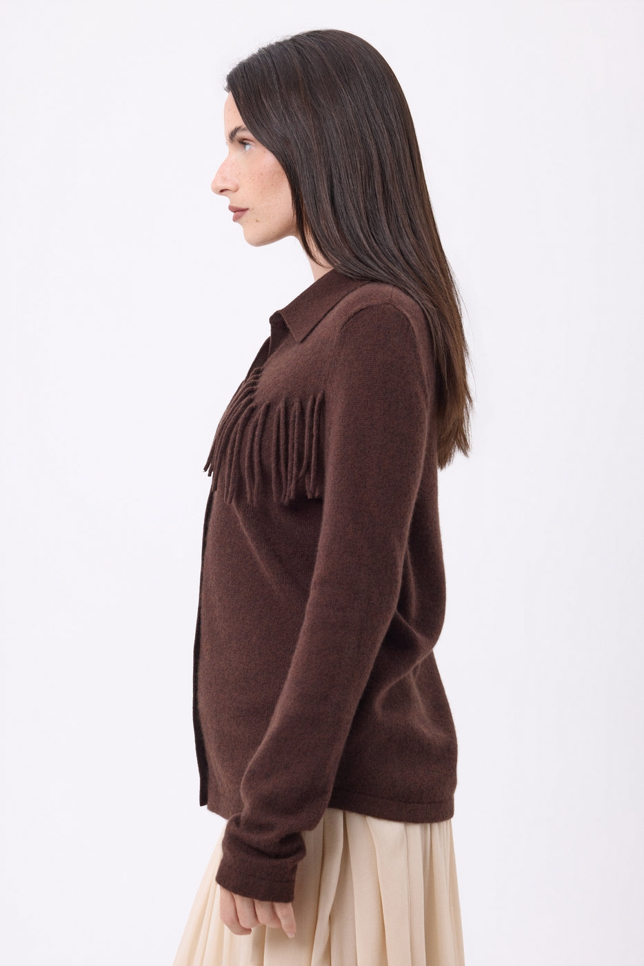 Chemise À Franges Devant Santa - Marron Chocolat - Femme