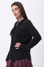 Camisa con flecos delanteros Santa - Negro - Mujer