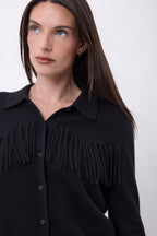 Camisa con flecos delanteros Santa - Negro - Mujer