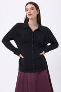 Camisa con flecos delanteros Santa - Negro - Mujer
