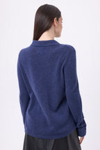 Santa Front-Fringed Shirt - Indigo Blue - Women