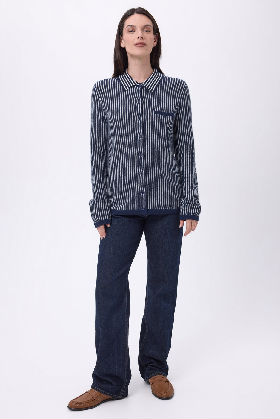Camisa de rayas Sassy - Azul marino blanco - Mujer