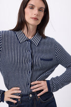 Camisa de rayas Sassy - Azul marino blanco - Mujer
