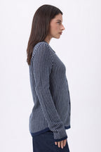 Camisa de rayas Sassy - Azul marino blanco - Mujer
