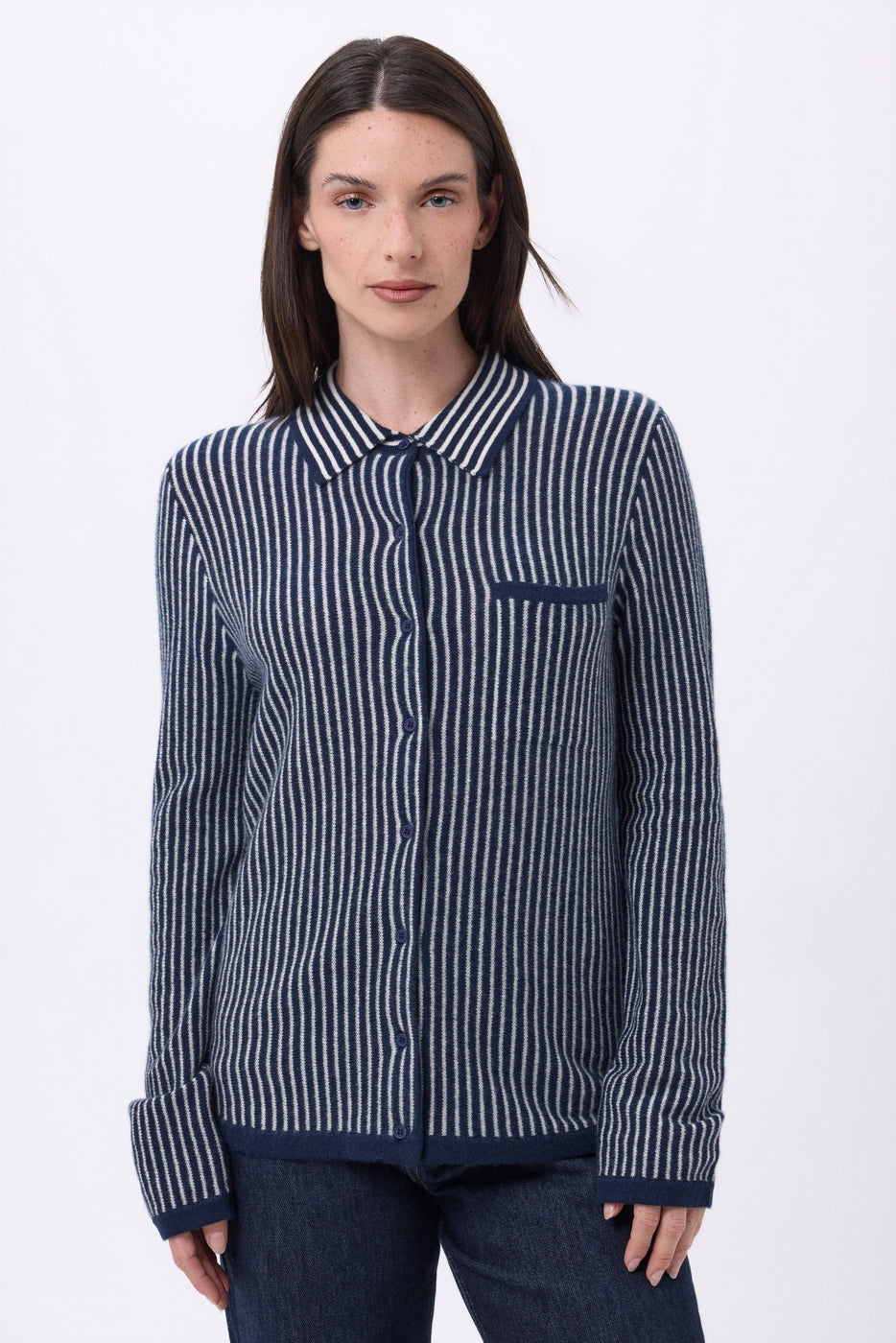 Camisa de rayas Sassy - Azul marino blanco - Mujer