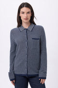 Camisa de rayas Sassy - Azul marino blanco - Mujer