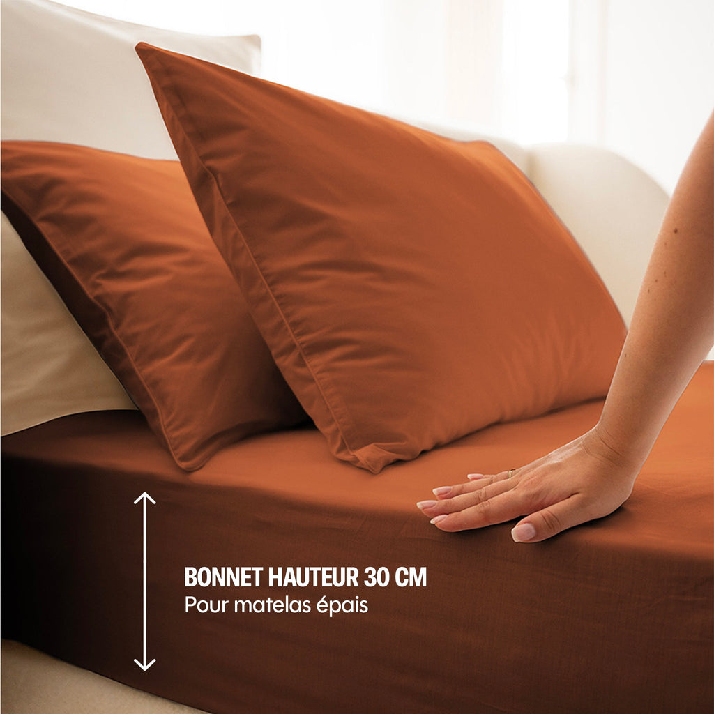 Drap housse satin de coton - 3 coloris au choix