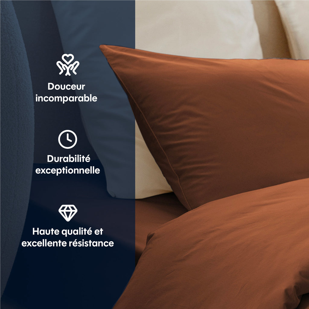 Taie d'oreiller satin de coton x2 - 3 coloris au choix