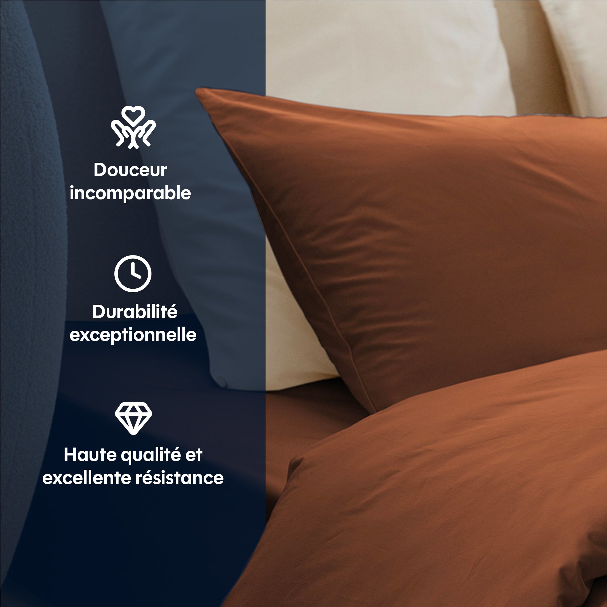 Taie d'oreiller satin de coton x2 - 3 coloris au choix
