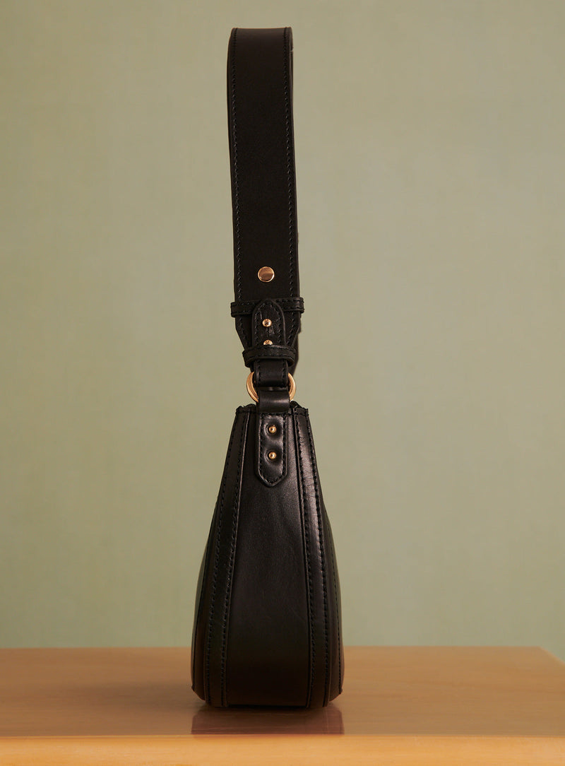 BOLSO SAULA MEDIA LUNA DE PIEL PETITE MENDIGOTE