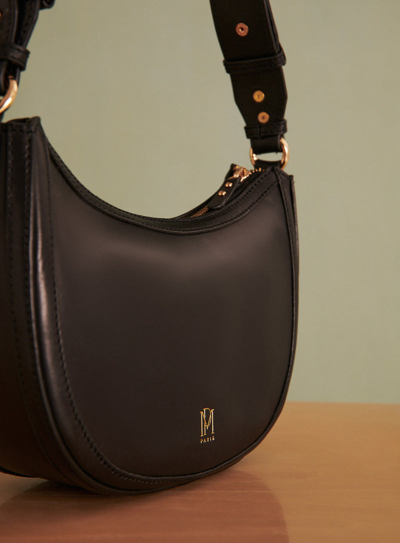 BOLSO SAULA MEDIA LUNA DE PIEL PETITE MENDIGOTE