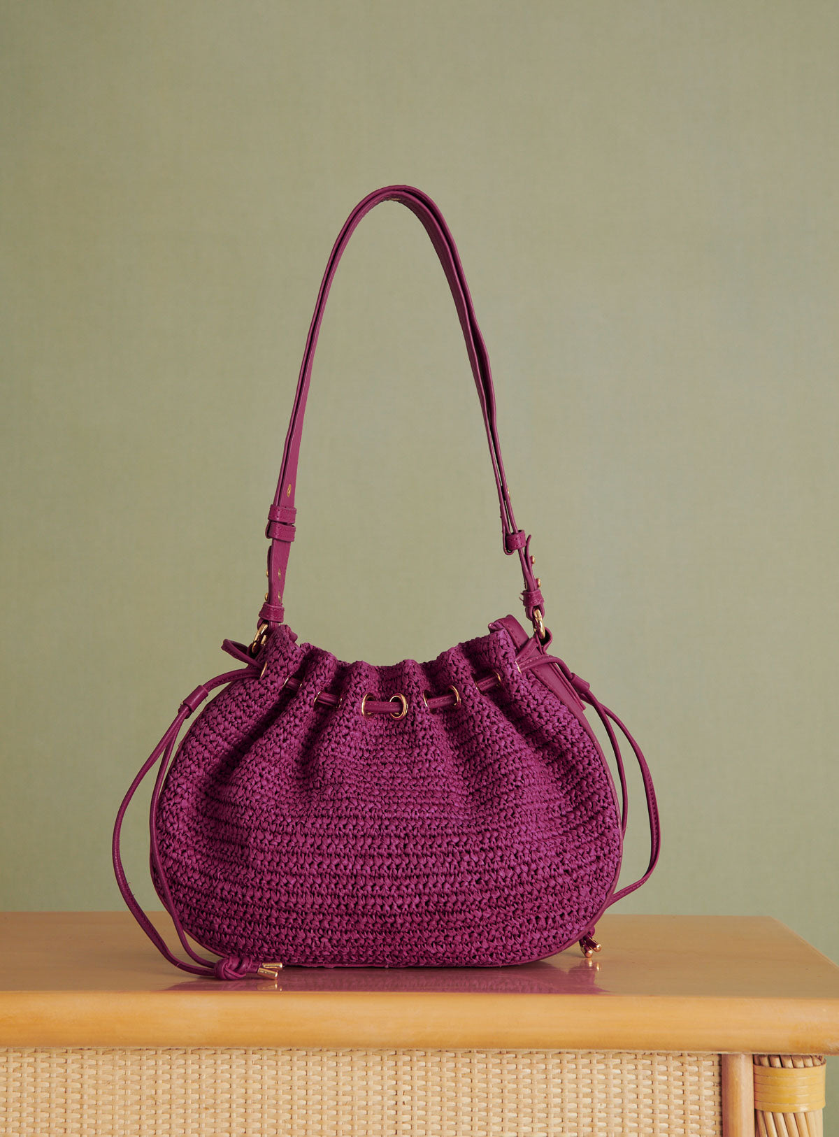 Sauline Raffia Bag - Fuchsia