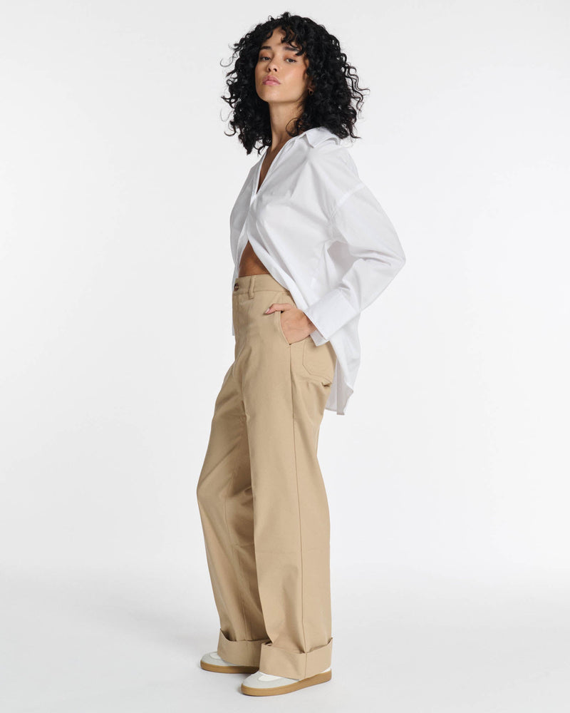 pantalon droit large sleek worker savy praline labdip