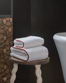 Serviette Bain - Blanc Liseré Rouge Basque