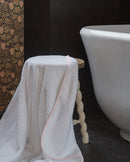 Serviette Bain-Blanc Liseré Rose Nymphe