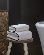 Serviette Bain - Blanc Liseré Noir