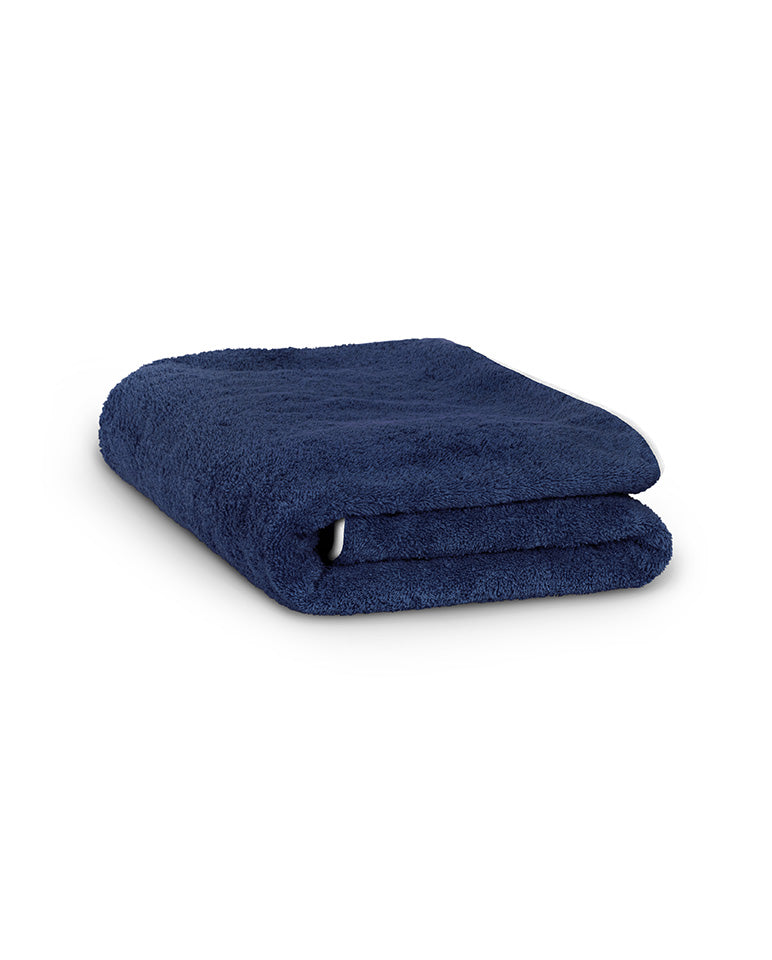 Bath Towel - Midnight Blue with White Piping