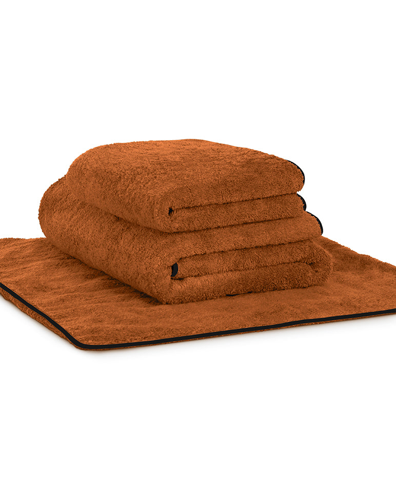 Bath Towel - Caramel Black Piping