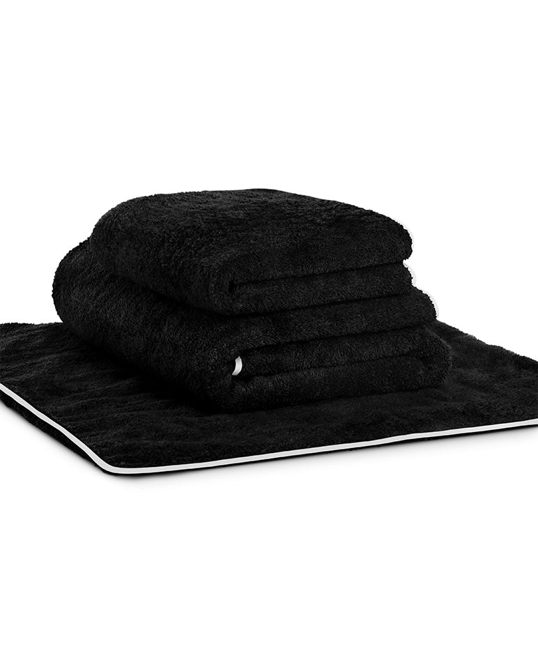 Serviette Bain - Noir Liseré Blanc