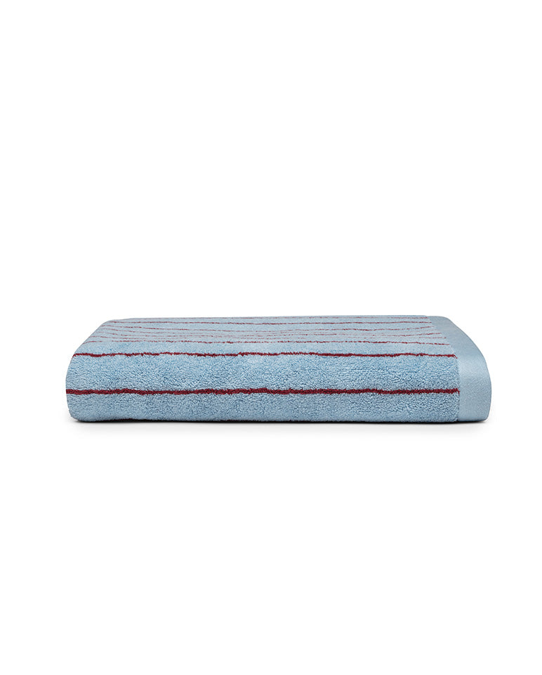 Telo da bagno - Blu a righe rosse