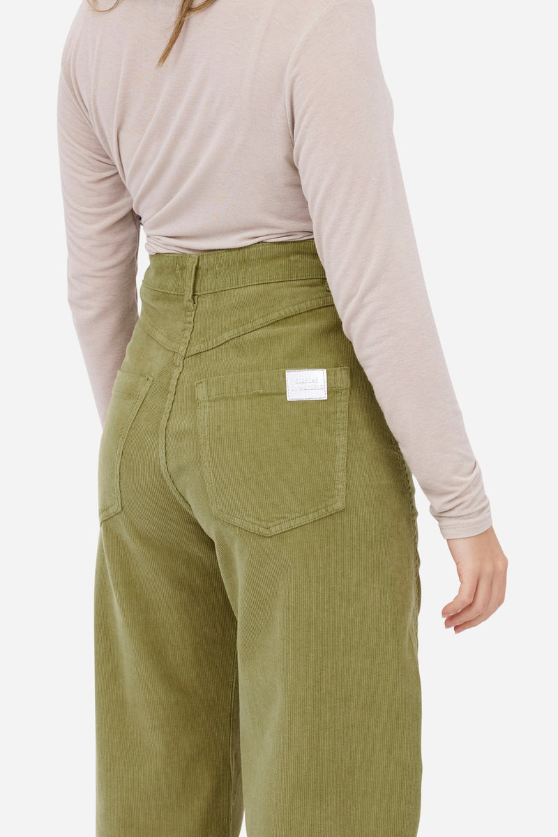 Pantalon Bouffant En Velours Côtelé Vert