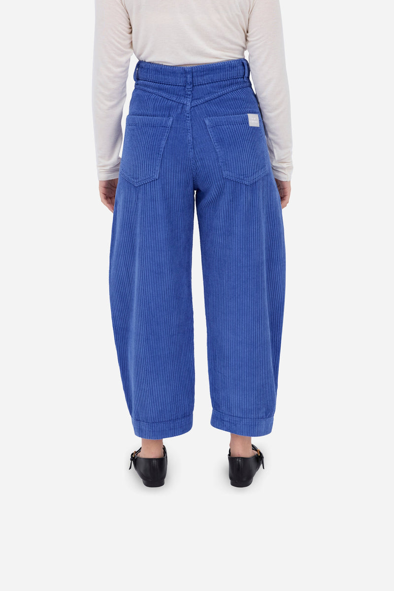 Pantalon Bouffant En Velours Côtelé Bleu