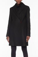 Manteau Noir Minimaliste En Drap De Laine