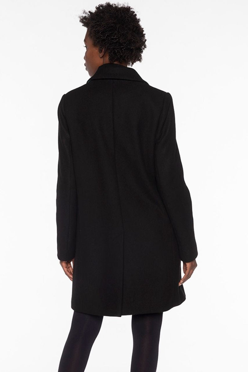 Manteau Noir Minimaliste En Drap De Laine