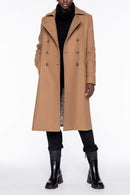 Manteau Redingote En Drap De Laine Camel