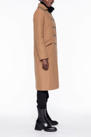 Manteau Redingote En Drap De Laine Camel