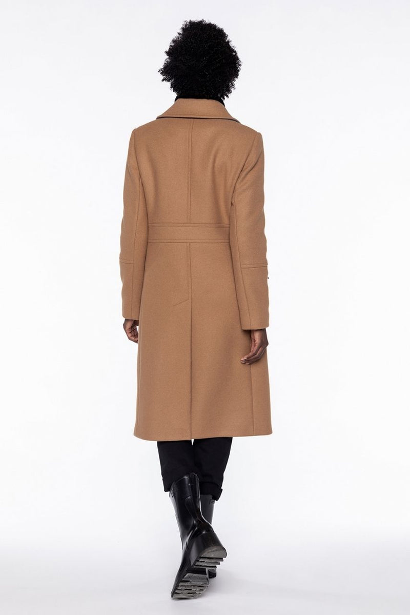 Manteau Redingote En Drap De Laine Camel