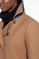 Manteau Redingote En Drap De Laine Camel