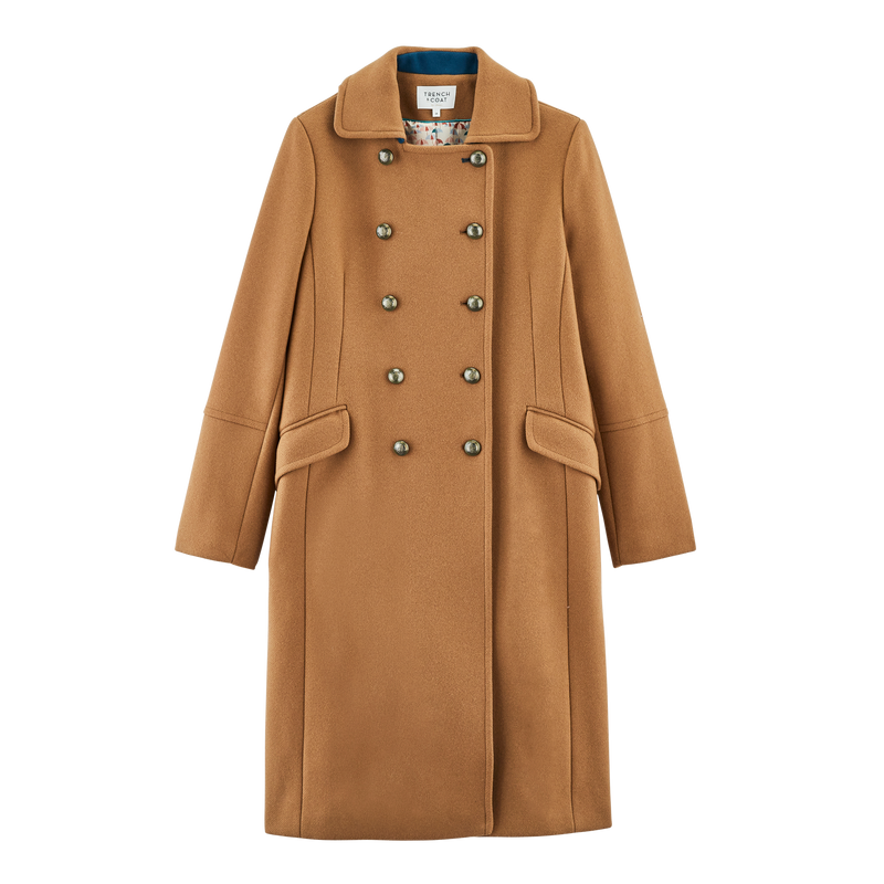 Manteau Redingote En Drap De Laine Camel