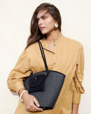 Sac Cabas Palas Noir Raphia