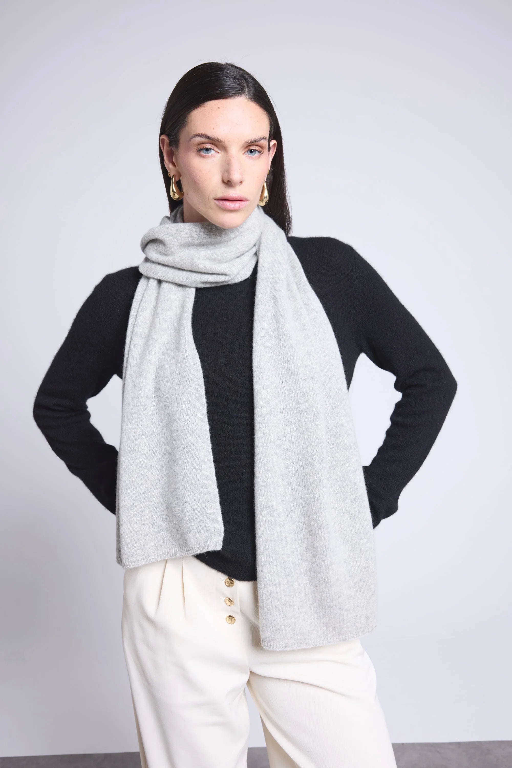 Unisex Scarf Stole - Light Grey - Unisex