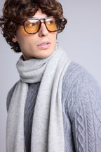 Sciarpa Stola Unisex Scarf - Grigio Chiaro - Misto - 100% Cashmere